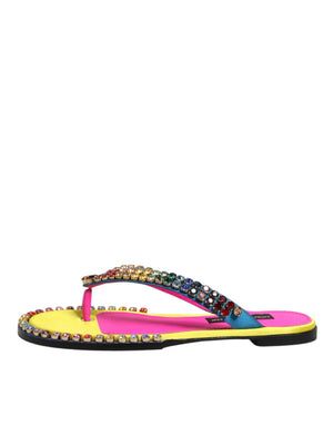 Multicolor Strass Flip Flop Flache Sandalen Schuhe