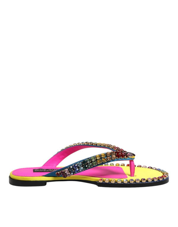 Multicolor Strass Flip Flop Flache Sandalen Schuhe