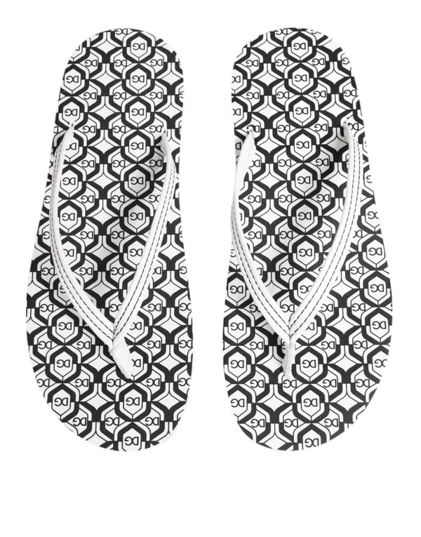 Schwarz Weiß Logo Beachwear Flats Slipper Schuhe