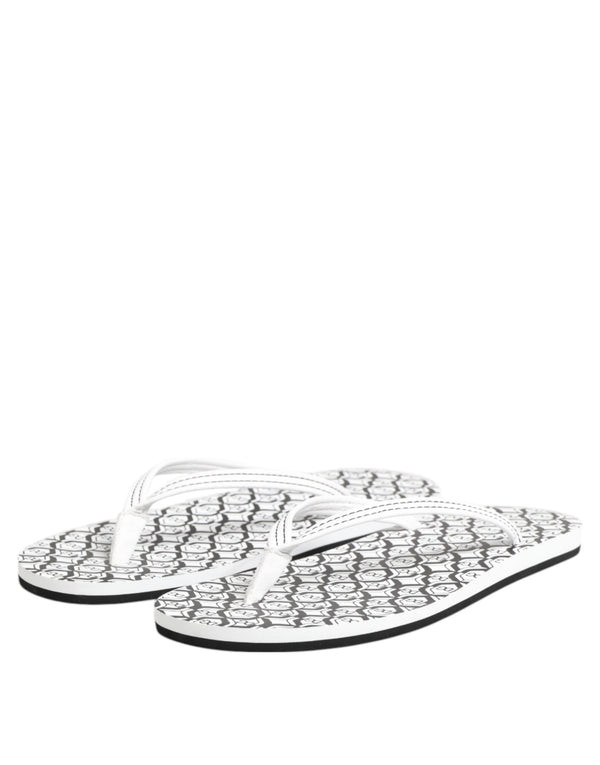 Schwarz Weiß Logo Beachwear Flats Slipper Schuhe
