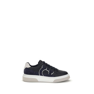 Dunkelblaue Kalbshaut Bos Taurus Sneakers mit niedrigem Schaft