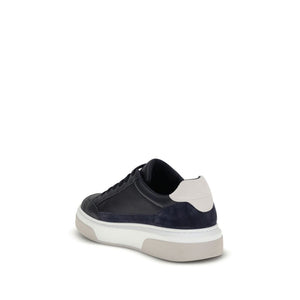 Dunkelblaue Kalbshaut Bos Taurus Sneakers mit niedrigem Schaft