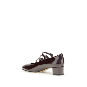 Braune Leder-Pumps mit mittlerem Absatz