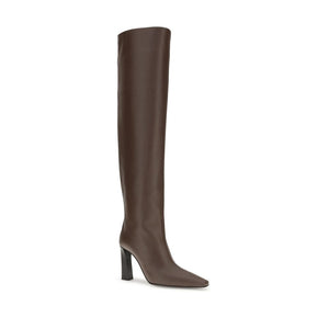 Braunes Leder Overknee-Stiefel