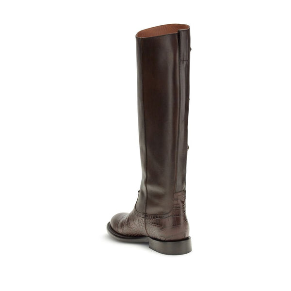 Braune Lederstiefel mit Schnürung
