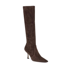 Braune Stiefel aus Kalbshaut Bos Taurus mit hohem Absatz