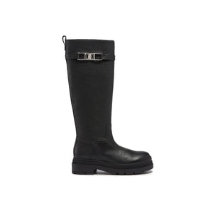 Schwarze Stiefeletten aus Kalbsleder mit Schnürung