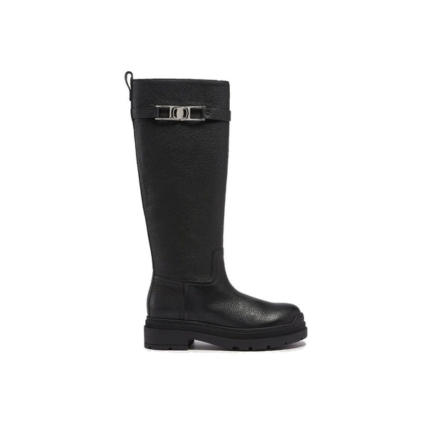 Schwarze Stiefeletten aus Kalbsleder mit Schnürung