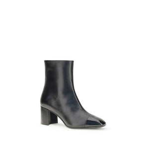 Schwarze Leder-Knöchelstiefel