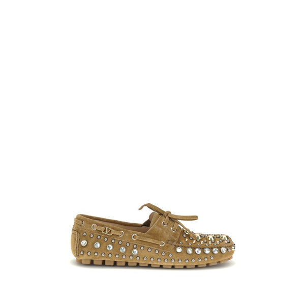Beigefarbene Kalbshaut Bos Taurus Slip-On Loafer