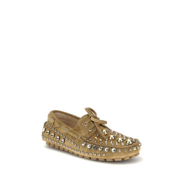 Beigefarbene Kalbshaut Bos Taurus Slip-On Loafer