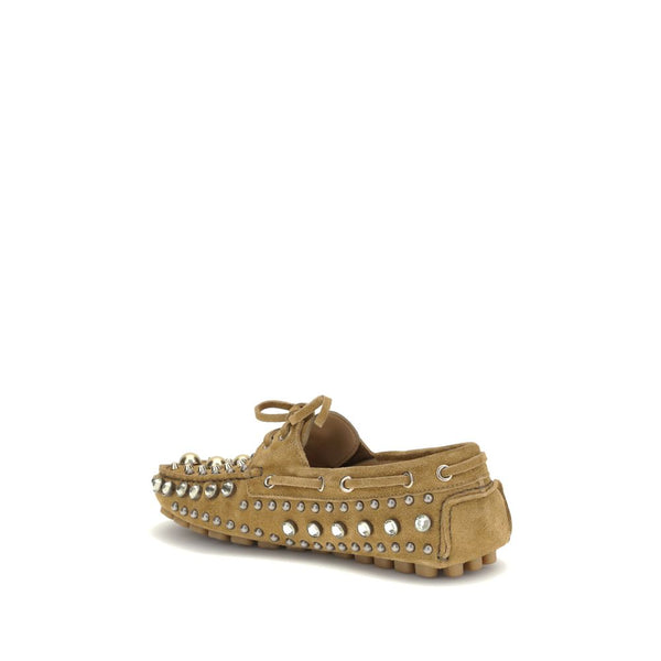 Beigefarbene Kalbshaut Bos Taurus Slip-On Loafer