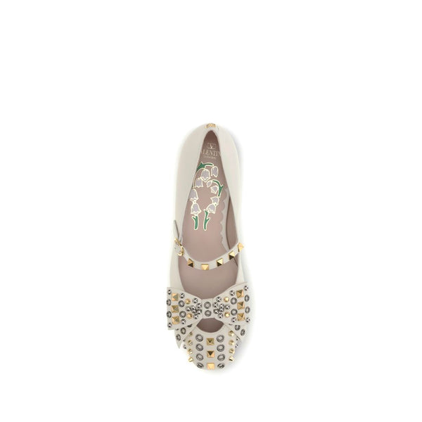 Cremefarbene Ziegenleder-Ballerinas