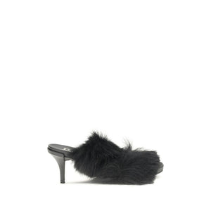 Schwarze Leder-Stilettosandalen