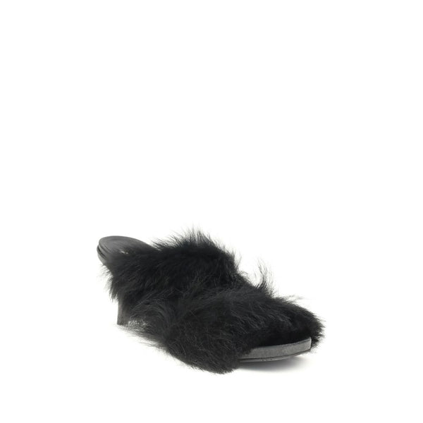 Schwarze Leder-Stilettosandalen