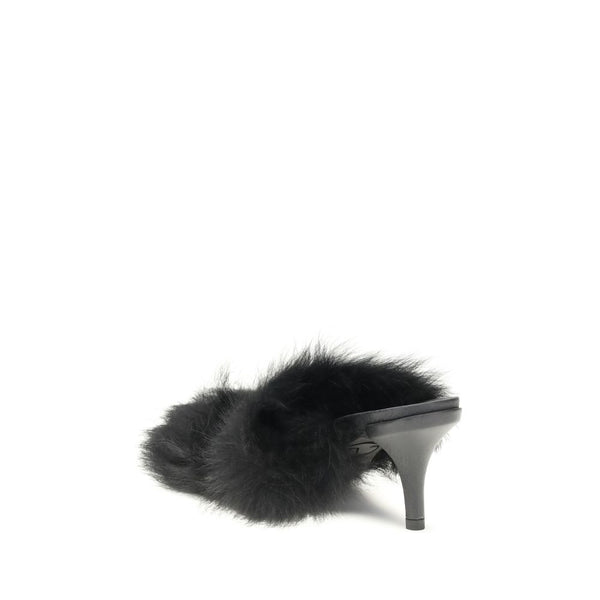 Schwarze Leder-Stilettosandalen