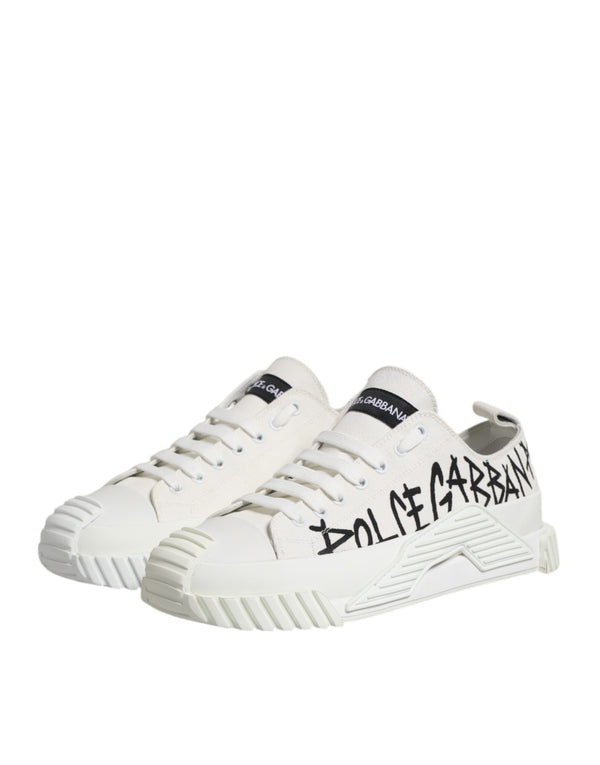 Weiß Logo Graffiti Low Top Turnschuhe Schuhe