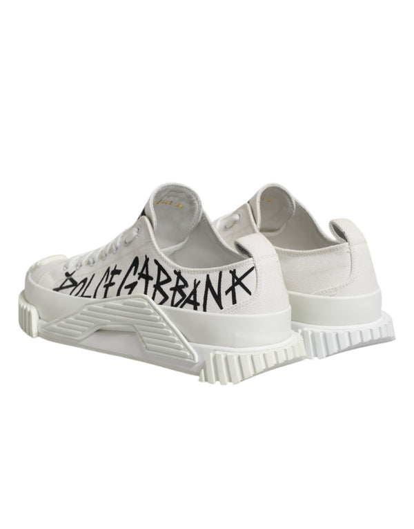 Weiß Logo Graffiti Low Top Turnschuhe Schuhe