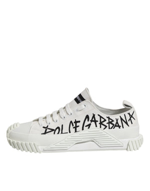 Weiß Logo Graffiti Low Top Turnschuhe Schuhe