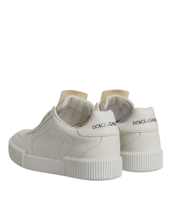 Weiß Miami Leder Low Top Turnschuhe Schuhe