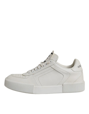 Weiß Miami Leder Low Top Turnschuhe Schuhe