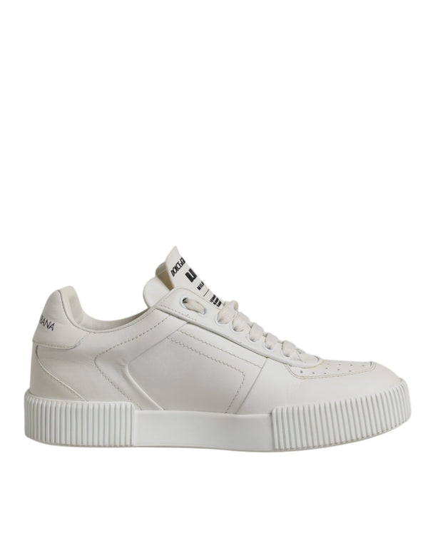 Weiß Miami Leder Low Top Turnschuhe Schuhe