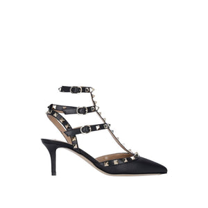 Schwarze Lederpumps mit mittlerem Absatz