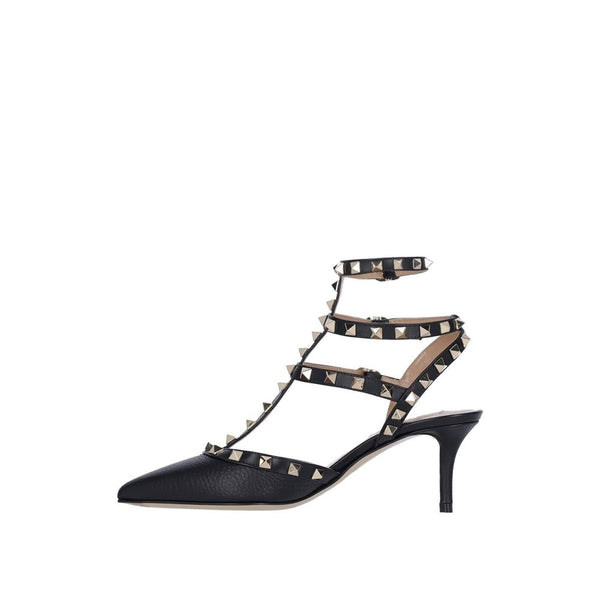 Schwarze Lederpumps mit mittlerem Absatz