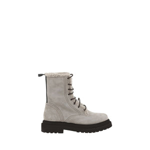Graue Gummistiefel mit Schnürung