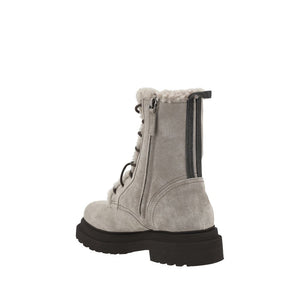 Graue Gummistiefel mit Schnürung