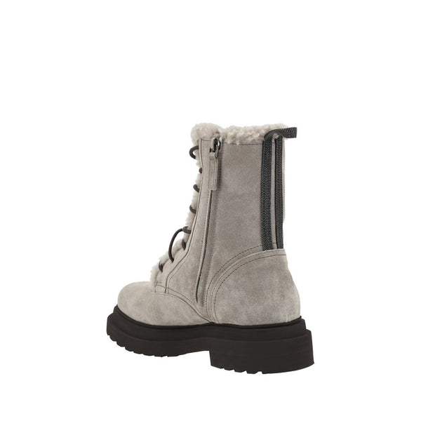 Graue Gummistiefel mit Schnürung