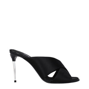 Schwarze Satin-Stilettosandalen