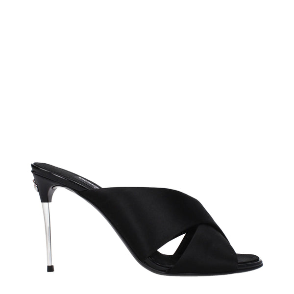 Schwarze Satin-Stilettosandalen