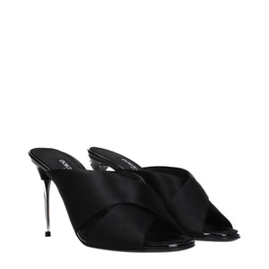 Schwarze Satin-Stilettosandalen