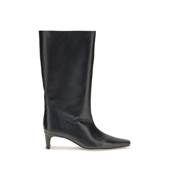 Schwarze Lamm-Ovis-Aries-Stiefel mit hohem Absatz