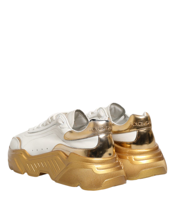 Weiß Gold DAYMASTER Leder Turnschuhe Damen Schuhe