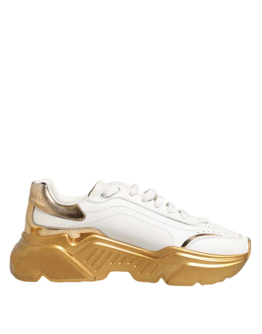 Weiß Gold DAYMASTER Leder Turnschuhe Damen Schuhe
