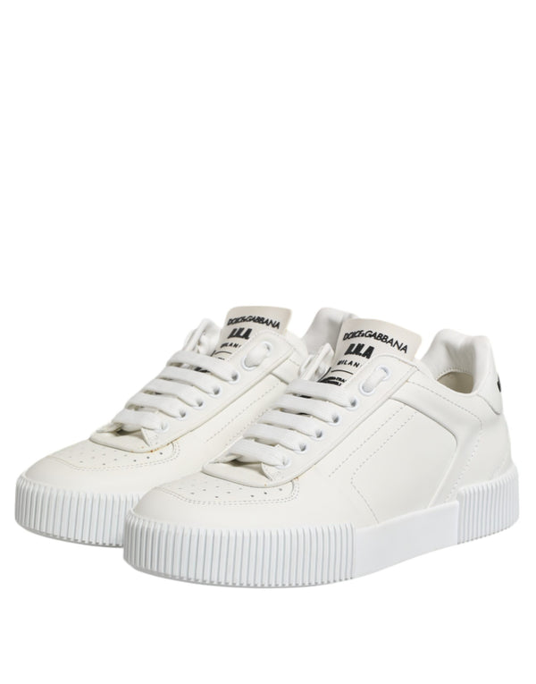 Weiß Miami Leder Low Top Turnschuhe Schuhe