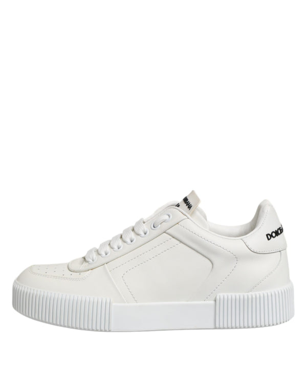 Weiß Miami Leder Low Top Turnschuhe Schuhe