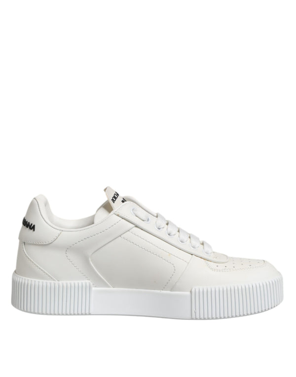 Weiß Miami Leder Low Top Turnschuhe Schuhe