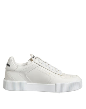Weiß Miami Leder Low Top Turnschuhe Schuhe