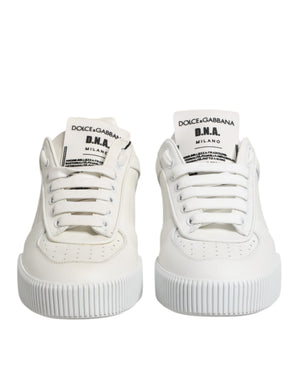 Weiß Miami Leder Low Top Turnschuhe Schuhe