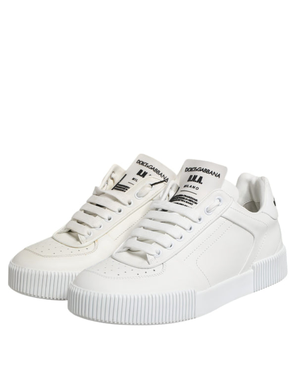 Weiß Miami Leder Low Top Turnschuhe Schuhe