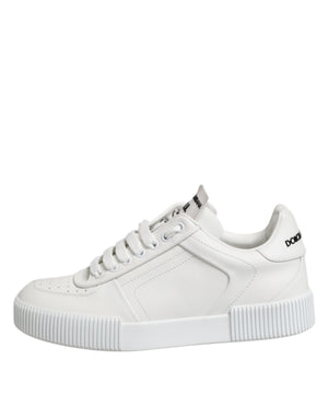 Weiß Miami Leder Low Top Turnschuhe Schuhe