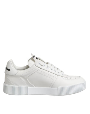 Weiß Miami Leder Low Top Turnschuhe Schuhe