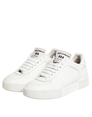 Weiß Miami Leder Low Top Turnschuhe Schuhe