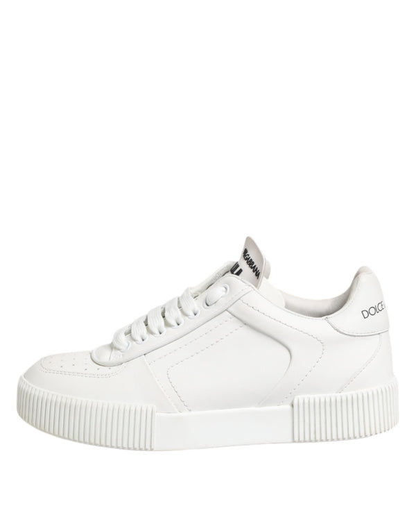 Weiß Miami Leder Low Top Turnschuhe Schuhe