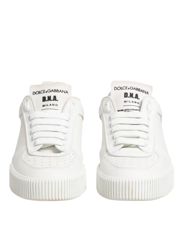 Weiß Miami Leder Low Top Turnschuhe Schuhe