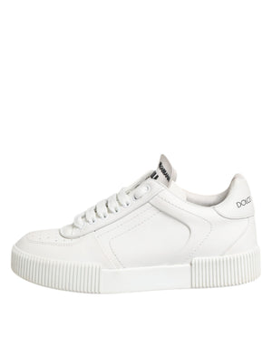 Weiß Miami Leder Low Top Turnschuhe Schuhe