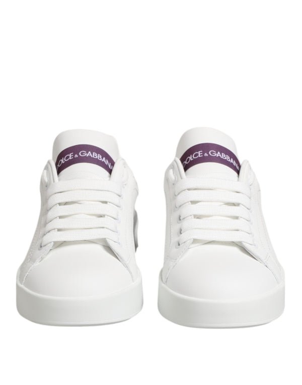 Weiß Lila Leder Low Top Turnschuhe Schuhe